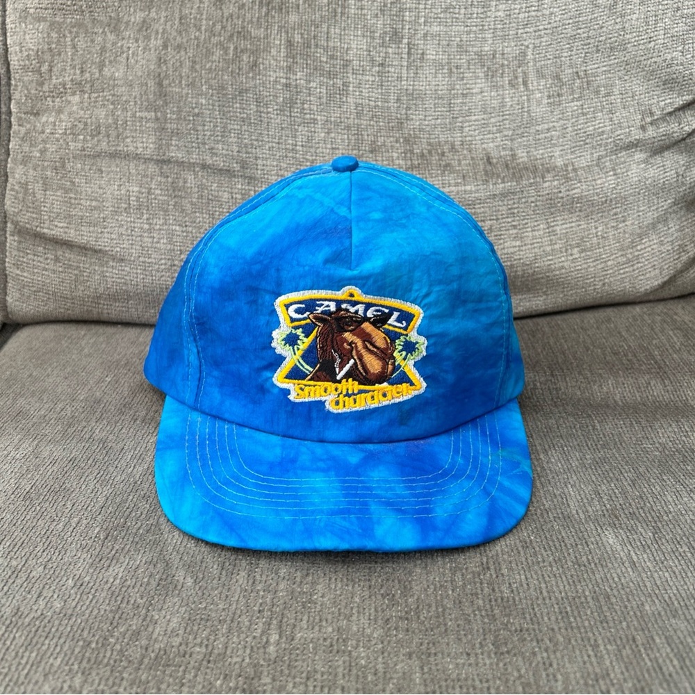 Vintage Joe Camel Hat Snapback Blue Tie Dye Cigarettes Smooth Character blue